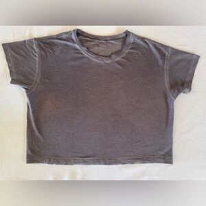 Lululemon Cropped Tee Charcoal Gray Short Sleeve Minimalist Athleisure Top M